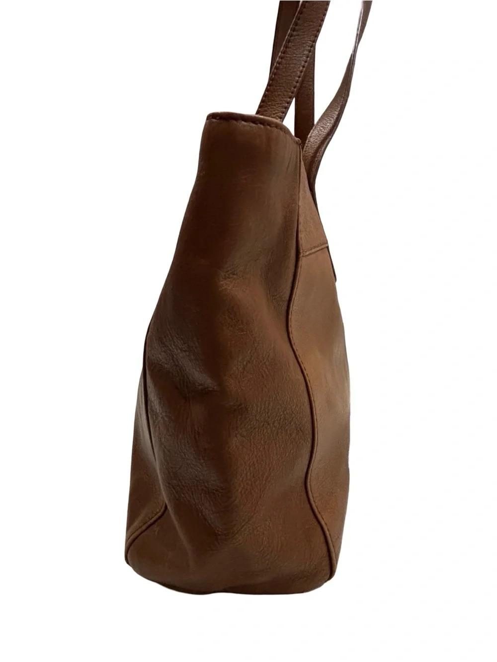 Vintage Fossil Cognac Brown Leather Tote